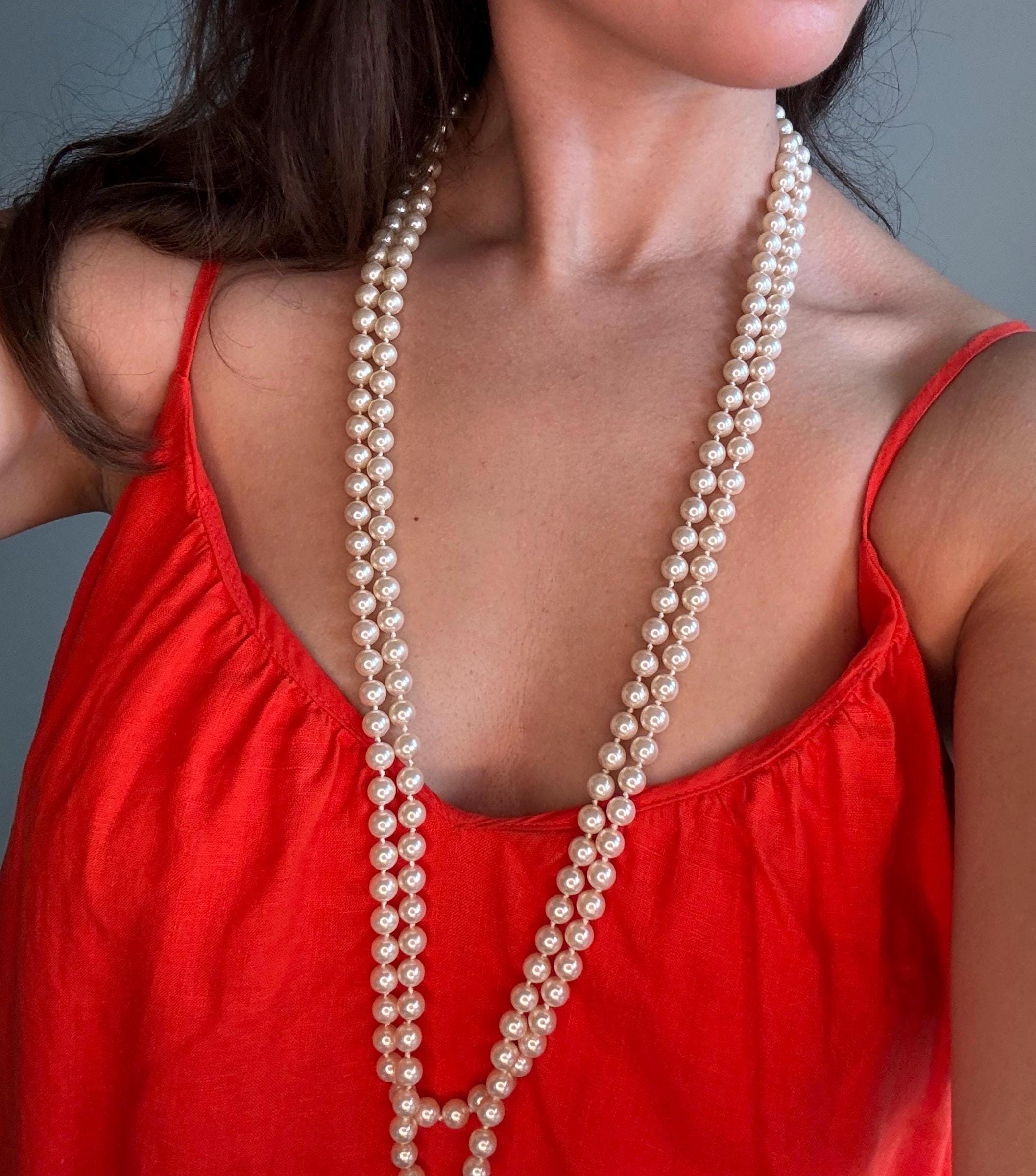 Vintage Faux Pearl Double Strand Necklace