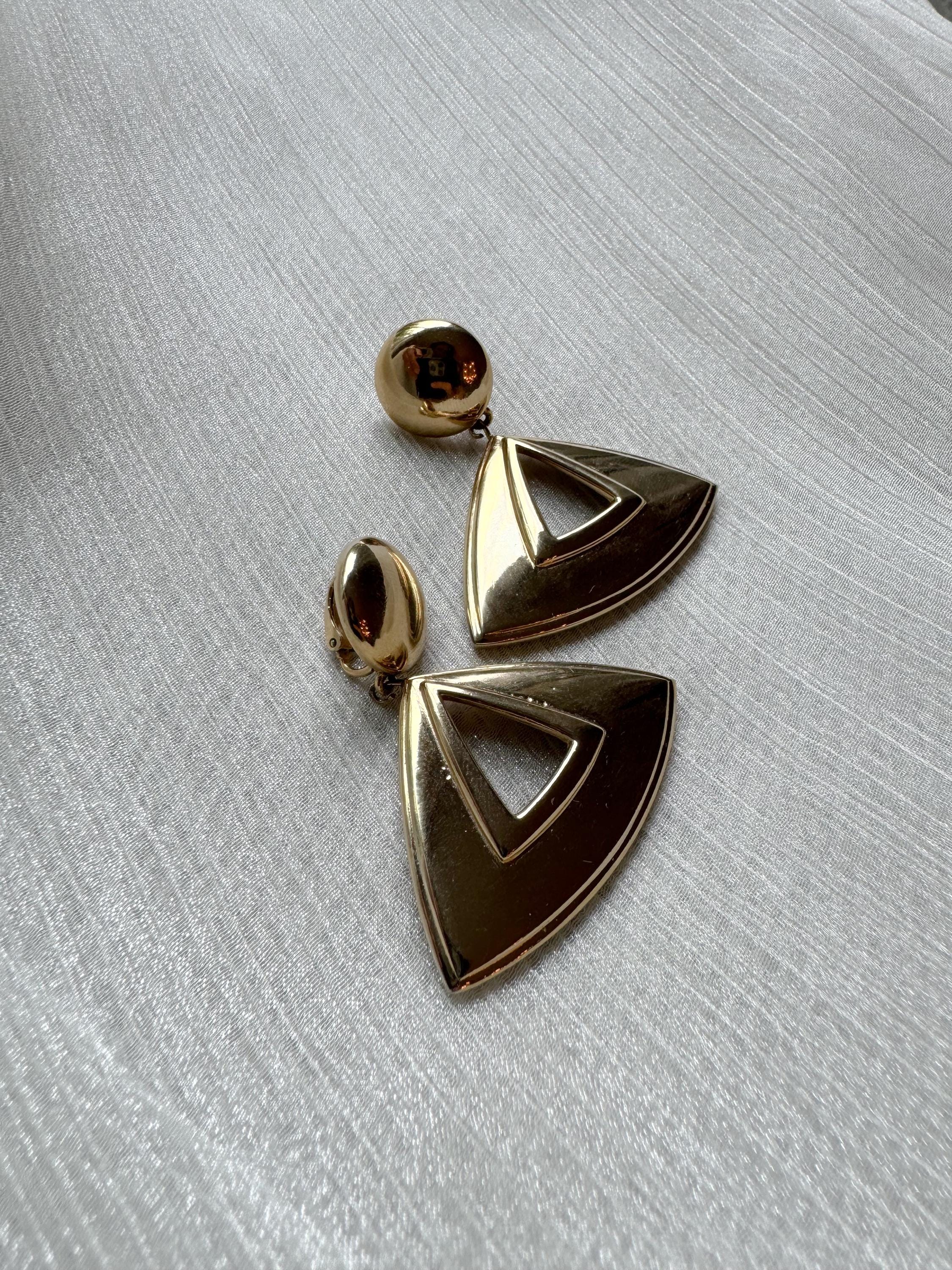 Vintage Triangle Clip-On Earrings